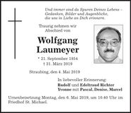 Traueranzeige Wolfgang Laumeyer
