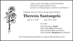 Traueranzeige Theresia Santangelo