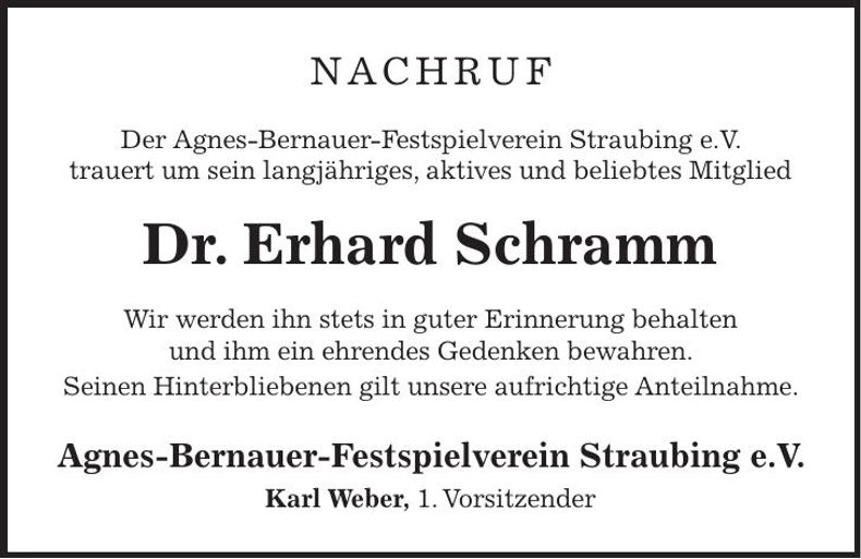 Traueranzeige Erhard Dr. Schramm