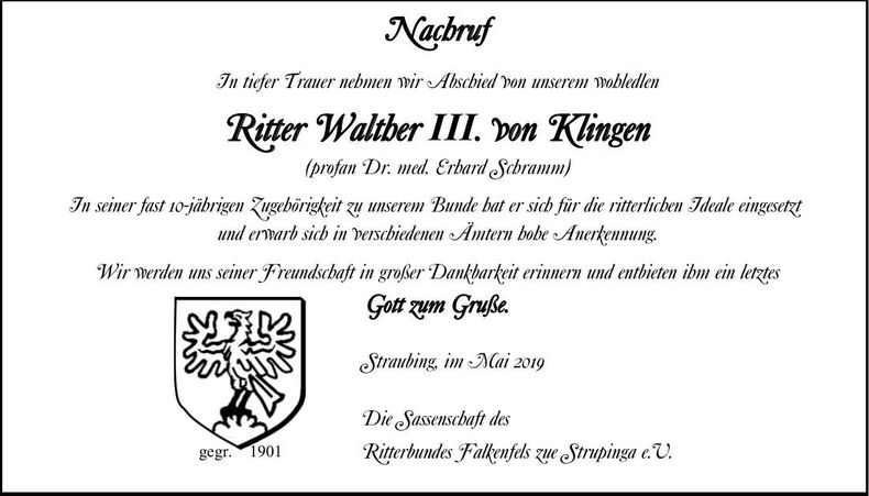 Traueranzeige Erhard Dr. Schramm