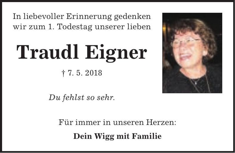 Traueranzeige Traudl Eigner