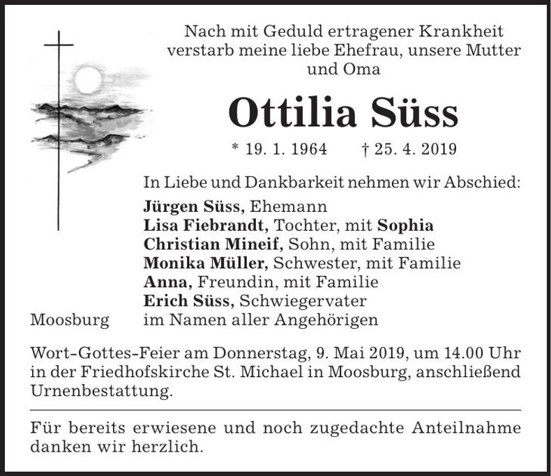 Traueranzeige Ottilia Süss