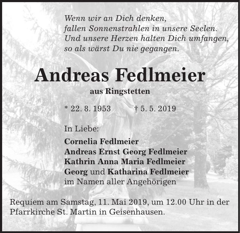 Traueranzeige Andreas Fedlmeier
