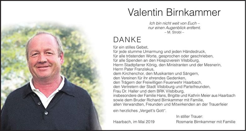 Traueranzeige Valentin Birnkammer