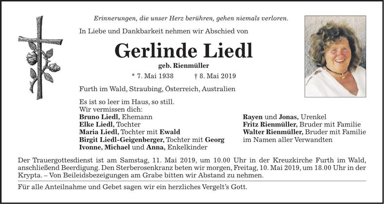 Traueranzeige Gerlinde Liedl