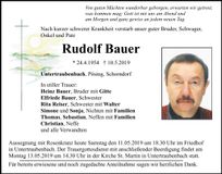Traueranzeige Rudolf Bauer