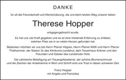 Traueranzeige Therese Maria Hopper