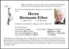 Traueranzeige Hermann Eiber