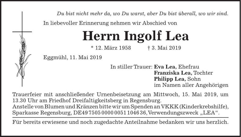 Traueranzeige Ingolf Lea