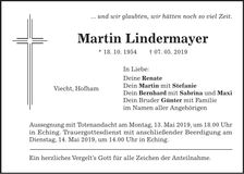 Traueranzeige Martin Lindermayer