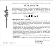 Traueranzeige Karl Huck