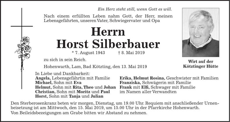 Traueranzeige Horst Silberbauer