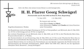 Traueranzeige Georg Schwägerl