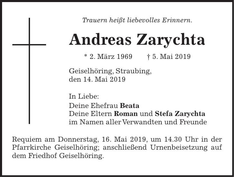 Traueranzeige Andreas Zarychta