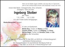 Traueranzeige Ingeborg Stoiber