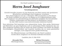 Traueranzeige Josef Jungbauer