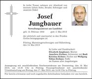 Traueranzeige Josef Jungbauer