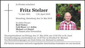 Traueranzeige Fritz Stelzer