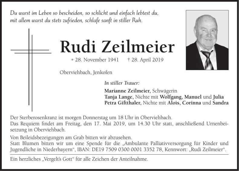 Traueranzeige Rudi Zeilmeier