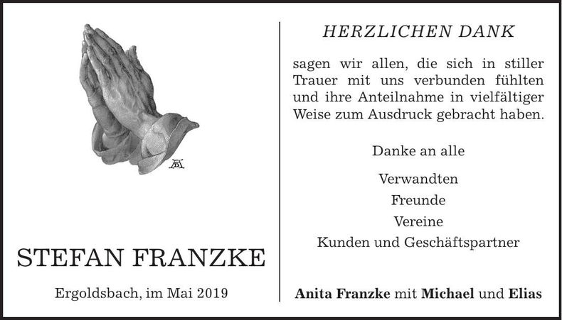 Traueranzeige Stefan Franzke