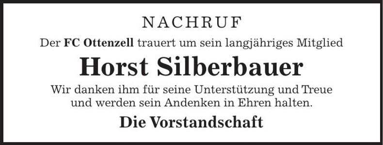 Traueranzeige Horst Silberbauer