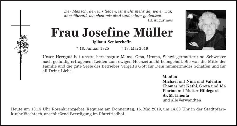Traueranzeige Josefine Müller