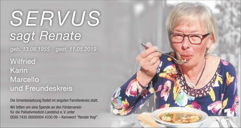 Traueranzeige Renate Vogl