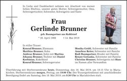 Traueranzeige Gerlinde Brunner