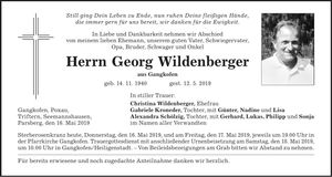Traueranzeige Georg Wildenberger