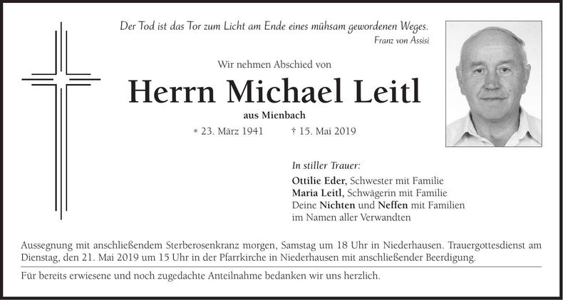 Traueranzeige Michael Leitl