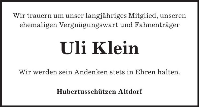 Traueranzeige Klein Uli