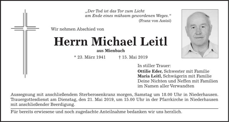 Traueranzeige Michael Leitl