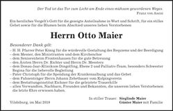 Traueranzeige Otto Maier