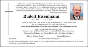 Traueranzeige Rudolf Eisenmann