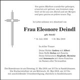 Traueranzeige Eleonore Deindl