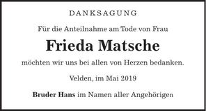 Traueranzeige Frieda Matsche