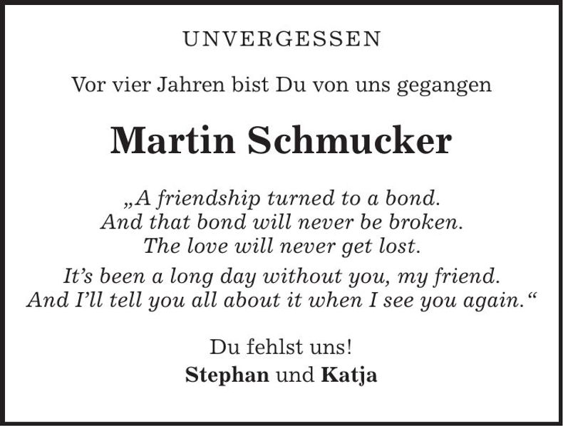 Traueranzeige Martin Schmucker