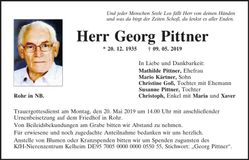 Traueranzeige Georg Pittner