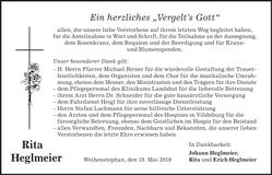 Traueranzeige Rita Heglmeier