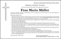 Traueranzeige Maria Müller