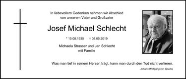 Traueranzeige Josef Michael Schlecht