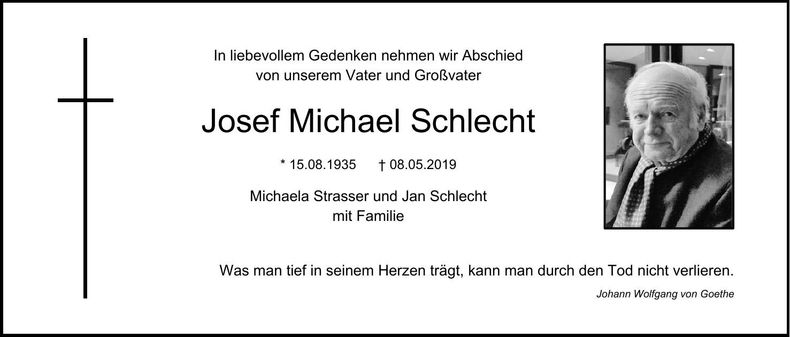Traueranzeige Josef Michael Schlecht