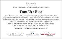 Traueranzeige Ute Betz