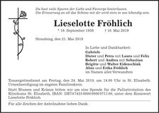 Traueranzeige Lieselotte Fröhlich