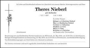 Traueranzeige Theres Nieberl