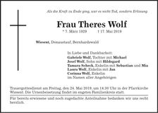 Traueranzeige Theres Wolf