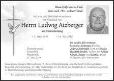 Traueranzeige Ludwig Atzberger