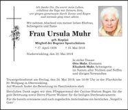 Traueranzeige Ursula Muhr