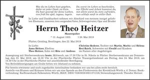 Traueranzeige Theo Heitzer