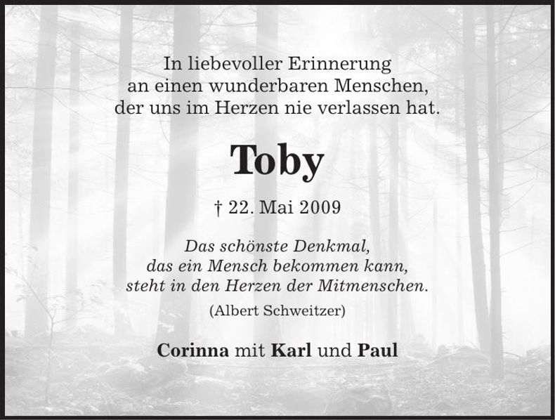 Traueranzeige Toby Lerach